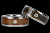 Diamond in Wood Titanium Ring Set for Men and Women - Hawaii Titanium Rings
 - 1