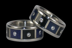 Crazy Eights Diamond Titanium Wedding Ring Set - Hawaii Titanium Rings
 - 1