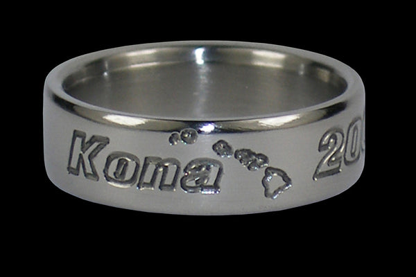 Hawaii Titanium Rings Kona Hawaii Island Chain Engraved Ring