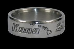 Hawaii Titanium Rings Kona Hawaii Island Chain Engraved Ring - Hawaii Titanium Rings
