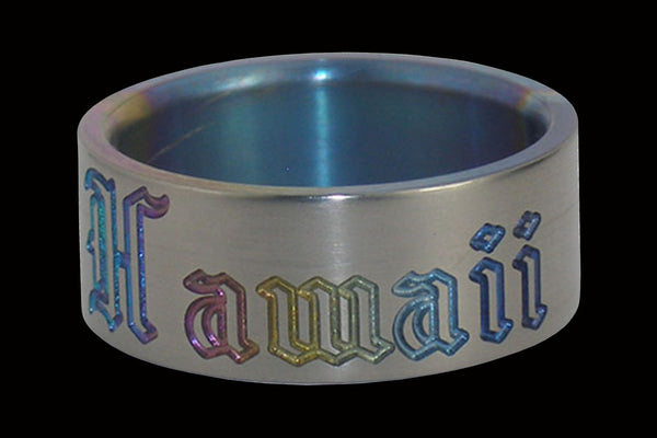 Rainbow Anodized Hawaii Titanium Ring