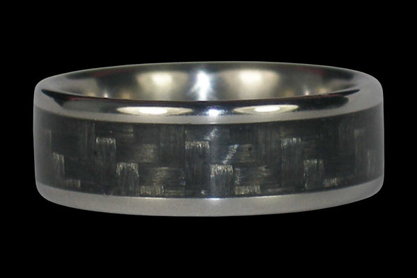 Gray Carbon Fiber Titanium Ring Band