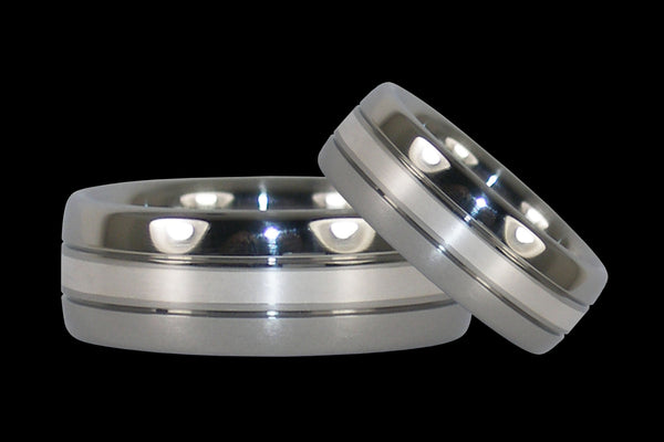 Silver Inlay Titanium Rings