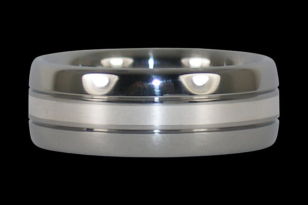 Silver Inlay Titanium Ring