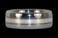 Silver Inlay Titanium Ring - Hawaii Titanium Rings
 - 1