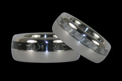 Black and White Titanium Wedding Bands - Hawaii Titanium Rings
 - 1