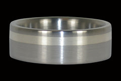 Sterling Silver Inlay Titanium Ring - Hawaii Titanium Rings
 - 1