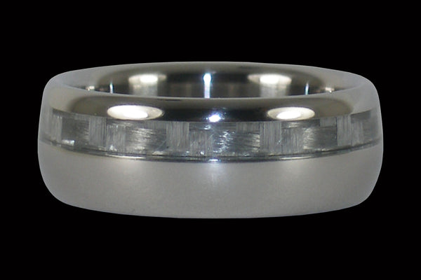 White Carbon Fiber Titanium Ring Band
