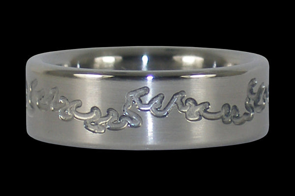 Flame Engraved Titanium Ring