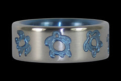 Blue Hawaii Titanium Ring with Turtles - Hawaii Titanium Rings

