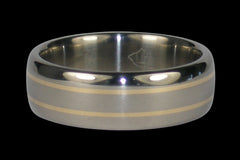 Titanium Ring Band with Yellow Gold Inlay 31 - Hawaii Titanium Rings
 - 1