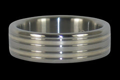 Silver Inlay Titanium Ring Handmade in Hawaii - Hawaii Titanium Rings
 - 1