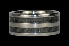 Wide Gray Carbon Fiber Titanium Ring Band - Hawaii Titanium Rings
