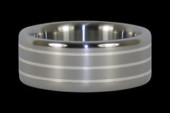 Triple Silver Inlay Titanium Ring - Hawaii Titanium Rings
 - 1