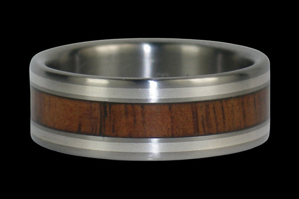 Koa Wood and Silver Inlay Hawaii Titanium Ring®