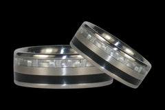 Black Stone and White Carbon Fiber Titanium Rings - Hawaii Titanium Rings
 - 1