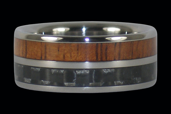 Gray Carbon Fiber and Koa Hawaii Titanium Ring®