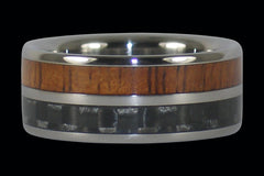 Gray Carbon Fiber and Koa Titanium Ring - Hawaii Titanium Rings
 - 1