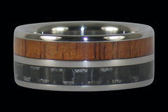 Gray Carbon Fiber and Koa Titanium Ring - Hawaii Titanium Rings
 - 1