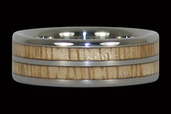 Mango Wood Titanium Ring with Double Inlay - Hawaii Titanium Rings
 - 1