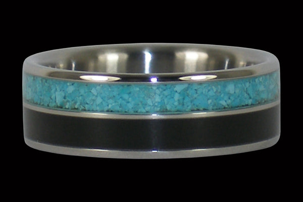Black Ebony and Turquoise Titanium Ring