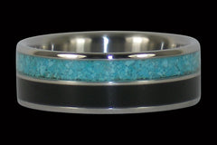 Black Ebony and Turquoise Titanium Ring - Hawaii Titanium Rings

