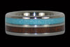 Blue Turquoise and Koa Wood Titanium Ring - Hawaii Titanium Rings
 - 5