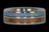 Koa Wood Titanium Ring Bands with Lab Opal - Hawaii Titanium Rings
 - 3
