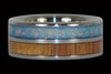 Koa Wood Titanium Ring Bands with Lab Opal - Hawaii Titanium Rings
 - 2