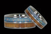 Koa Wood Titanium Ring Bands with Lab Opal - Hawaii Titanium Rings
 - 1