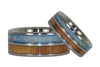 Koa Wood Titanium Ring Bands with Lab Opal - Hawaii Titanium Rings
 - 4