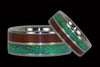 Blue Turquoise and Koa Titanium Ring Set - Hawaii Titanium Rings
 - 9