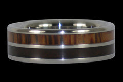 Palm and Milo Wood Titanium Ring - Hawaii Titanium Rings
 - 1