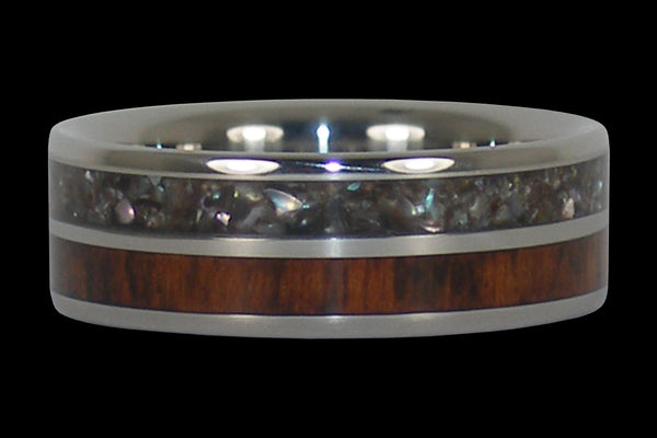 Black Pearl and Snakewood Titanium Ring