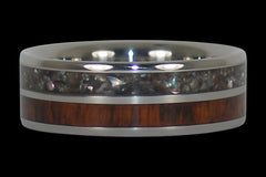 Black Pearl and Snakewood Titanium Ring - Hawaii Titanium Rings
