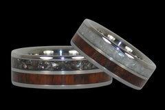 Black and White Pearl with Snakewood Rings - Hawaii Titanium Rings
 - 1
