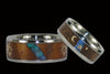 Hawaiian Honu Koa Wood and Opal Wedding Band Set - Hawaii Titanium Rings
