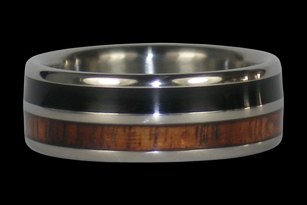Black Jet and Koa Wood Titanium Ring®