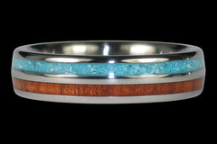 Turquoise and Koa Titanium Ring Band - Hawaii Titanium Rings
 - 1