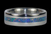 Blue Fire and Ice Lab Opal Titanium Ring Band - Hawaii Titanium Rings
