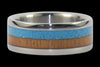 Titanium Ring with Sleeping Beauty Turquoise and Koa Wood - Hawaii Titanium Rings
 - 2