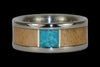 Titanium Ring with Sleeping Beauty Turquoise and Mango Wood Inlay - Hawaii Titanium Rings
