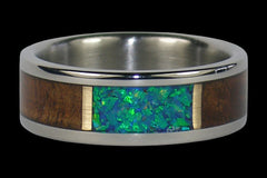 Blue Kiwi Lab Opal Titanium Ring for Men and Women - Hawaii Titanium Rings
