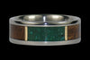 Green Chrysocolla and Koa Wood Inlay Titanium Ring - Hawaii Titanium Rings
