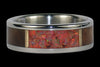 Red Lab Opal Titanium Ring with Koa Wood Backing - Hawaii Titanium Rings
 - 2