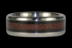 Red Tigers Eye Titanium Ring with Black Wood - Hawaii Titanium Rings
