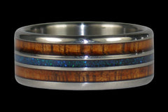 Opal and Koa Wood Titanium Ring - Hawaii Titanium Rings
