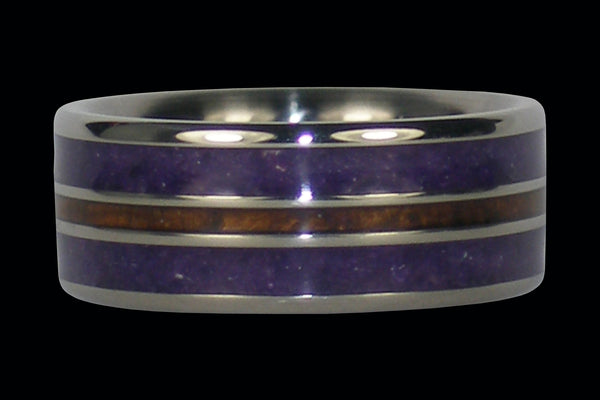 Koa Wood and Purple Sugilite Hawaii Titanium Ring®
