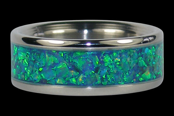 Green Lab Opal Titanium Ring