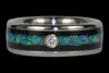 Blue Opal and Wood Diamond Titanium Ring - Hawaii Titanium Rings
 - 2